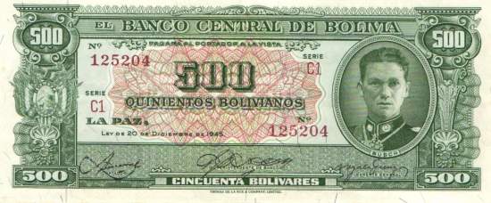 500 Bolivianos L.20.12.1945